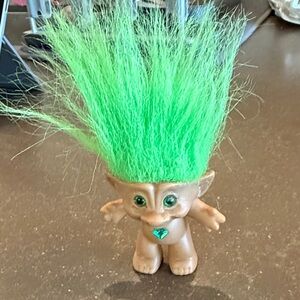 Vintage Ace Novelty Treasure Troll Doll with Green Wishstone 1990s